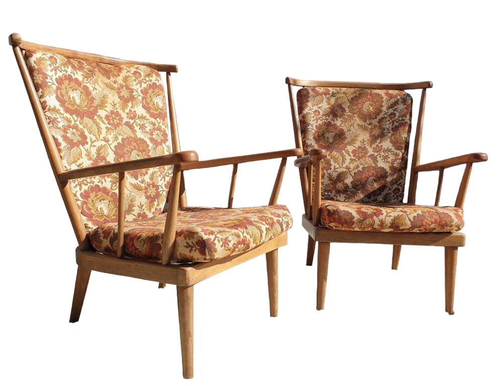 Paire fauteuils éventail esprit scandinave Baumann