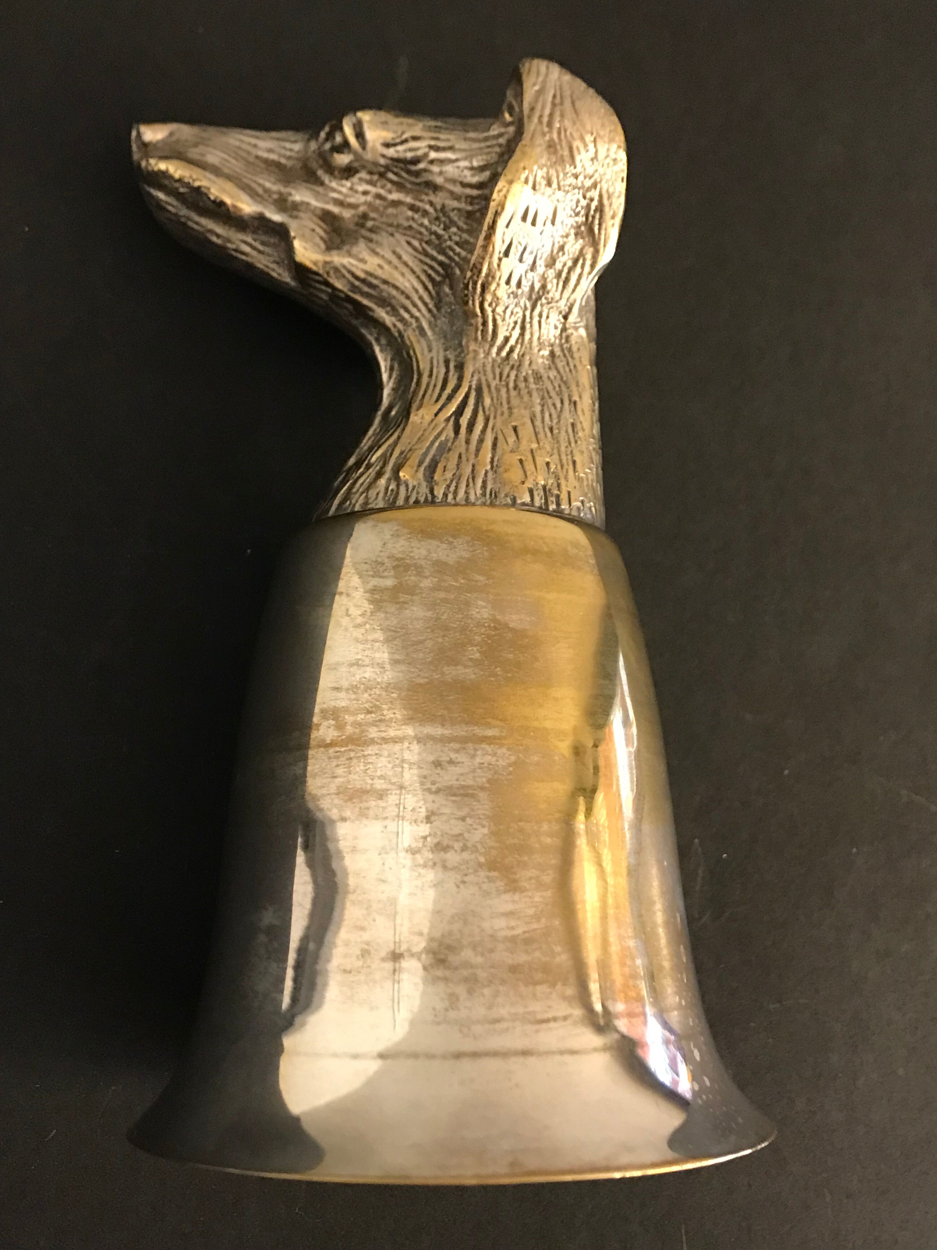 Calice or silver metal glass with dog's head 19th century