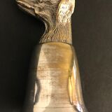 Calice or silver metal glass with dog's head 19th century