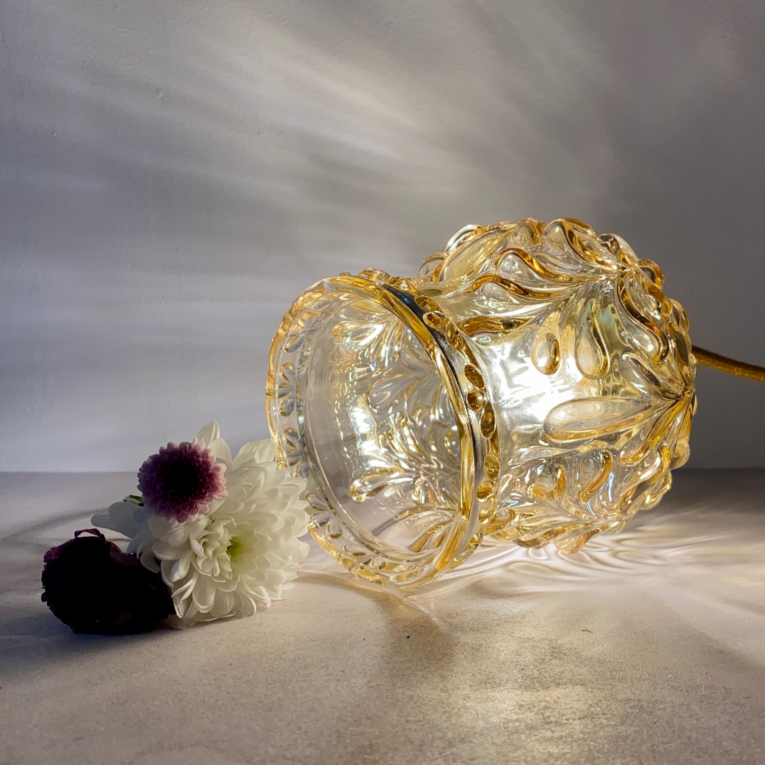 Vintage amber glass tulip walker