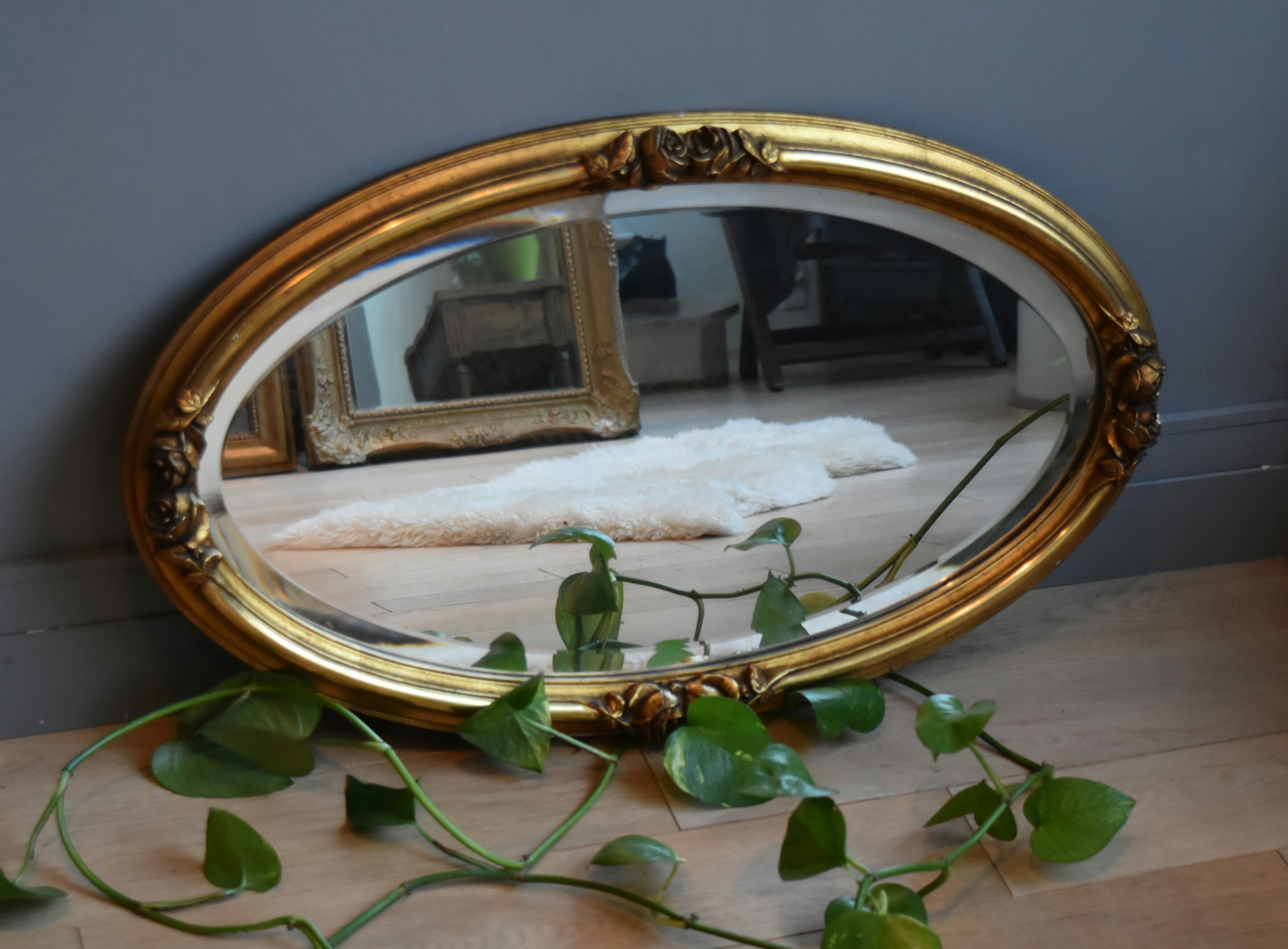 Beveled oval mirror 19th century 75x45cm
