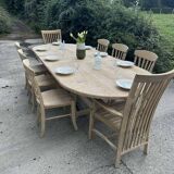 Set of 2 unfinished wooden armchairs (teak)