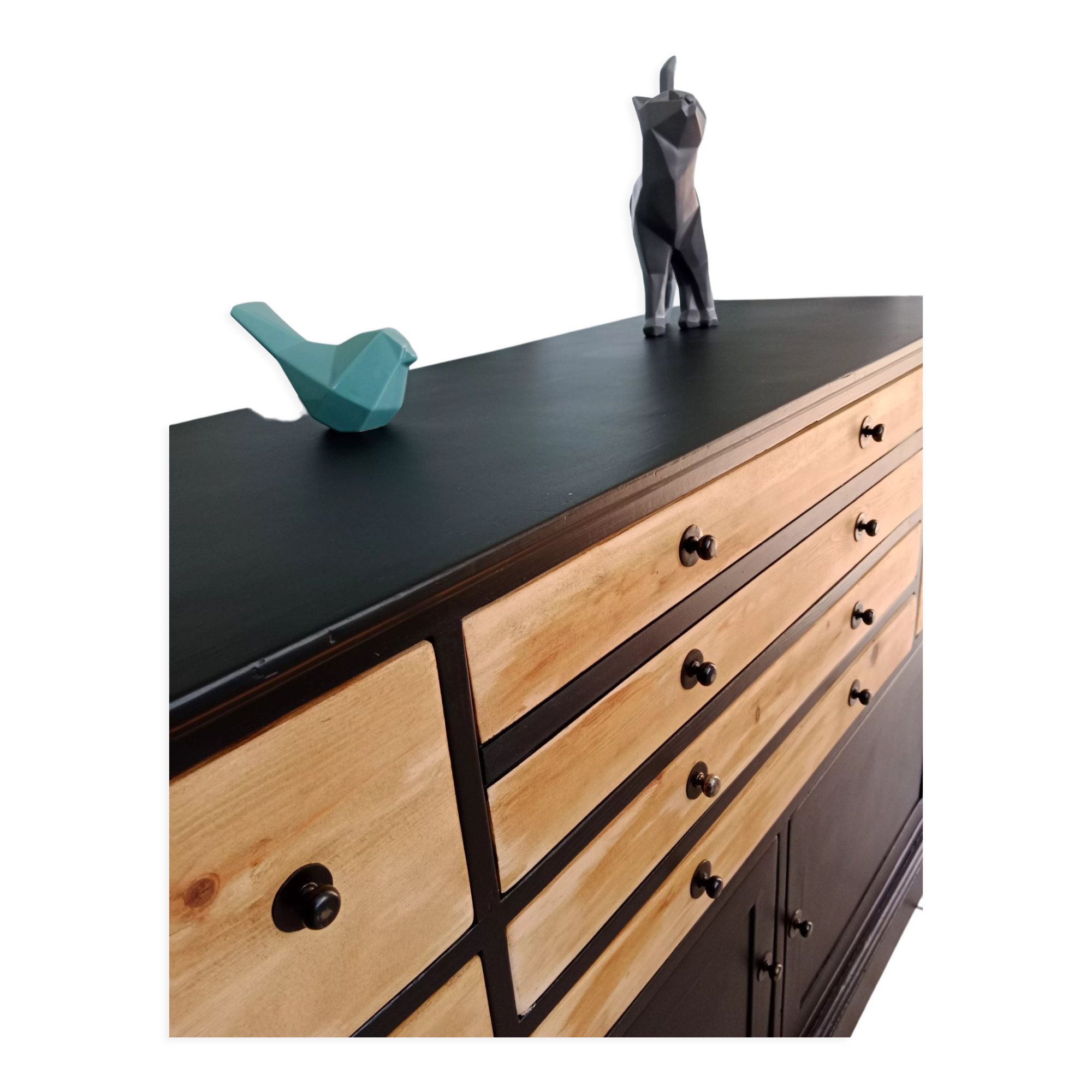Buffet commode chiffonnier bois bahut meuble rangement tiroir bar bois industriel scandinave vintage
