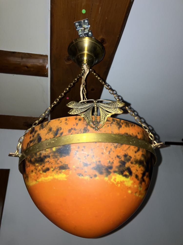 Suspension glass paste signed tief décor dragonfly