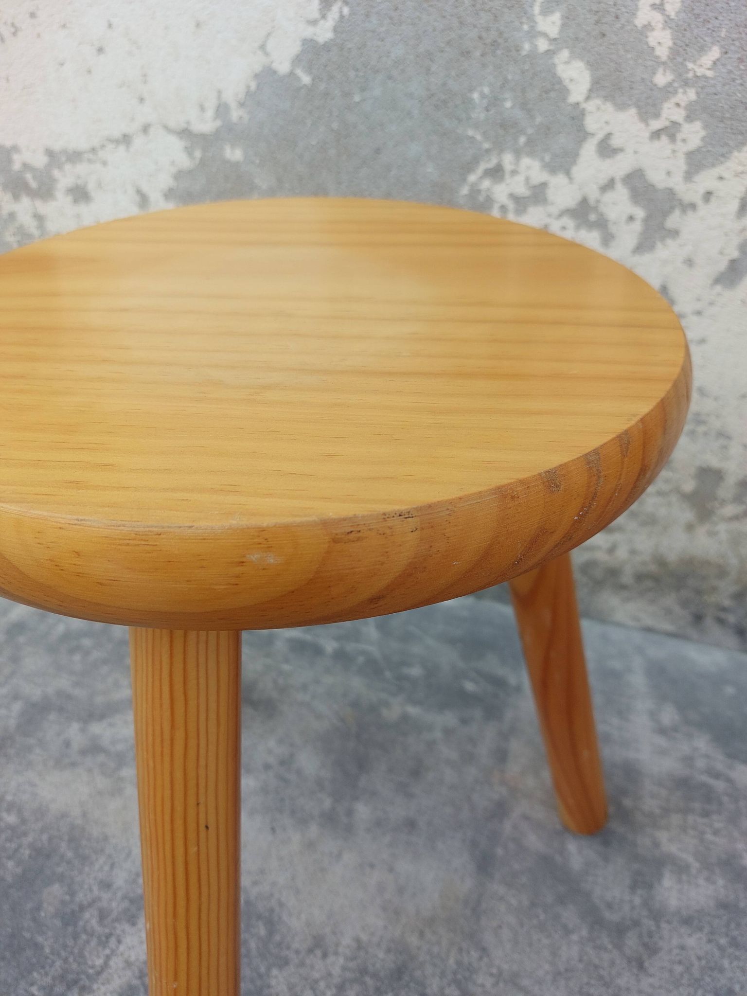 Pair of vintage pine tripod stools