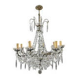 Lustre à pampilles en cristal et bronze, XXe siècle