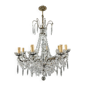 Lustre à pampilles en cristal et bronze, XXe siècle