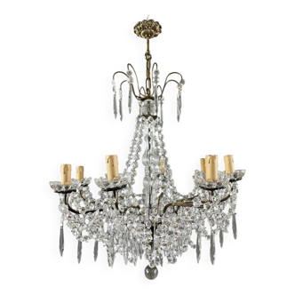 Crystal and bronze chandelier, 20th century