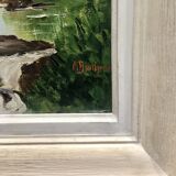 Oil on canvas river in grove