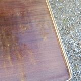 70s Neoclassical Style Coffee Table in Gilded Brass with Mahogany Veneer Top