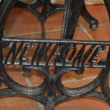 Old cast iron industrial console table and oak top