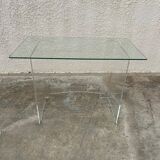 Desk glass top and vintage plexiglass foot