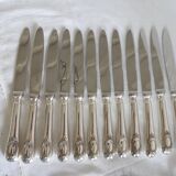 Set of 12 table knives in silver metal