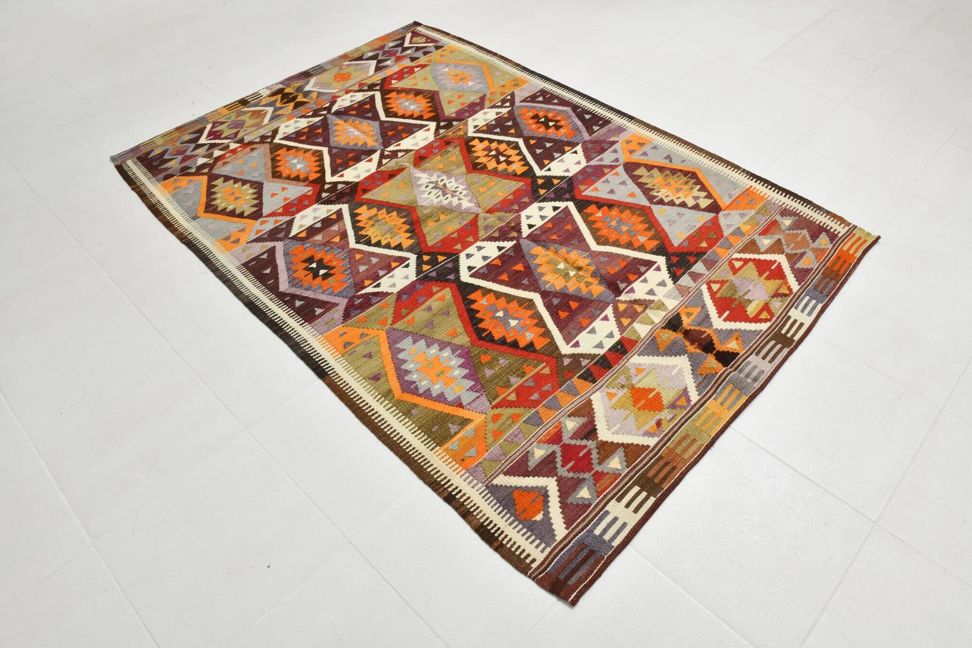 5x8 Soft Colors Persian Kilim Rug, Oushak Area Rug, 157x255Cm