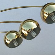 Floor lamp arc 3 globes, Space age in brass and marble by Goffredo Reggiani 1960