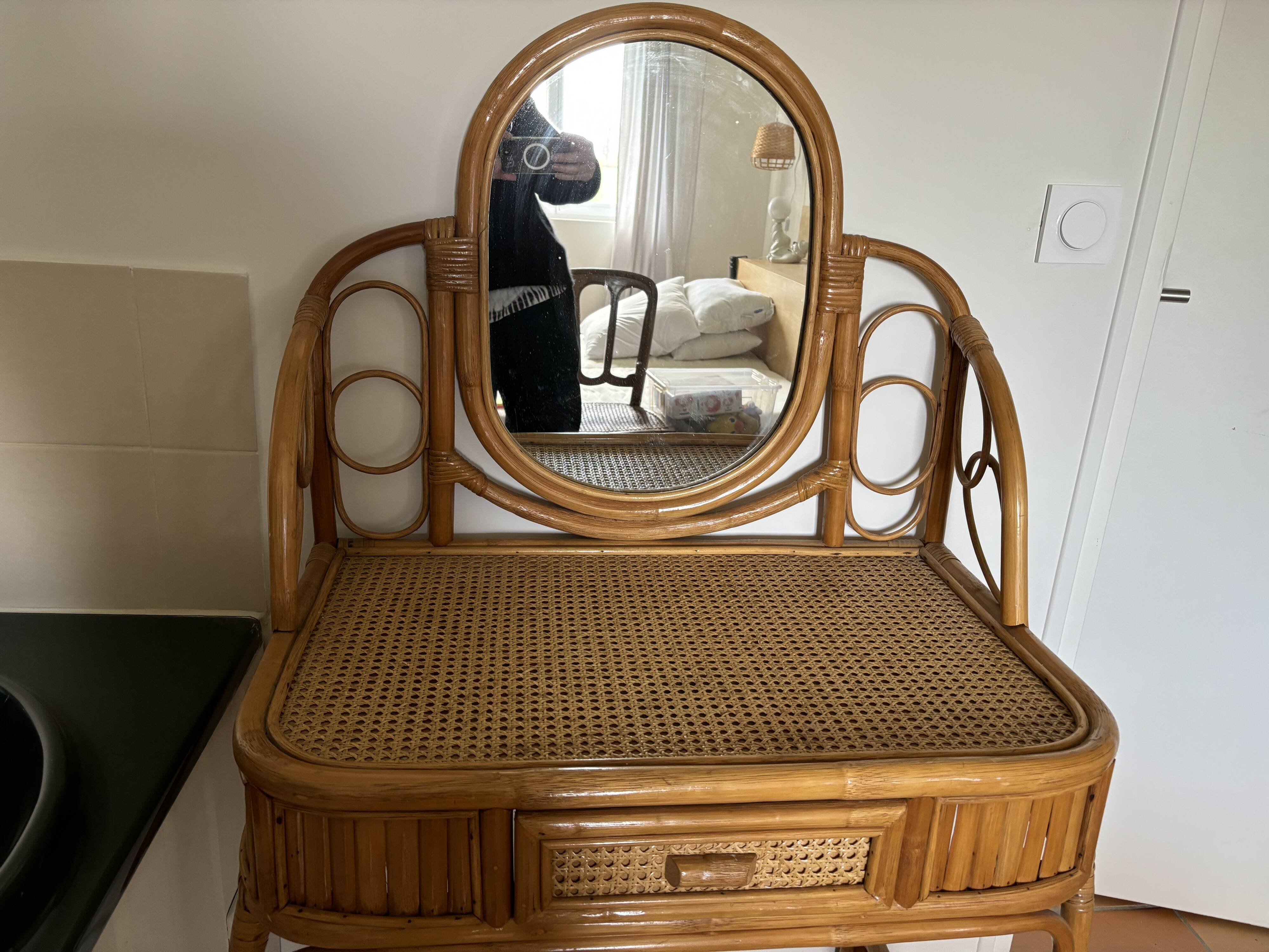 Bamboo rattan dressing table