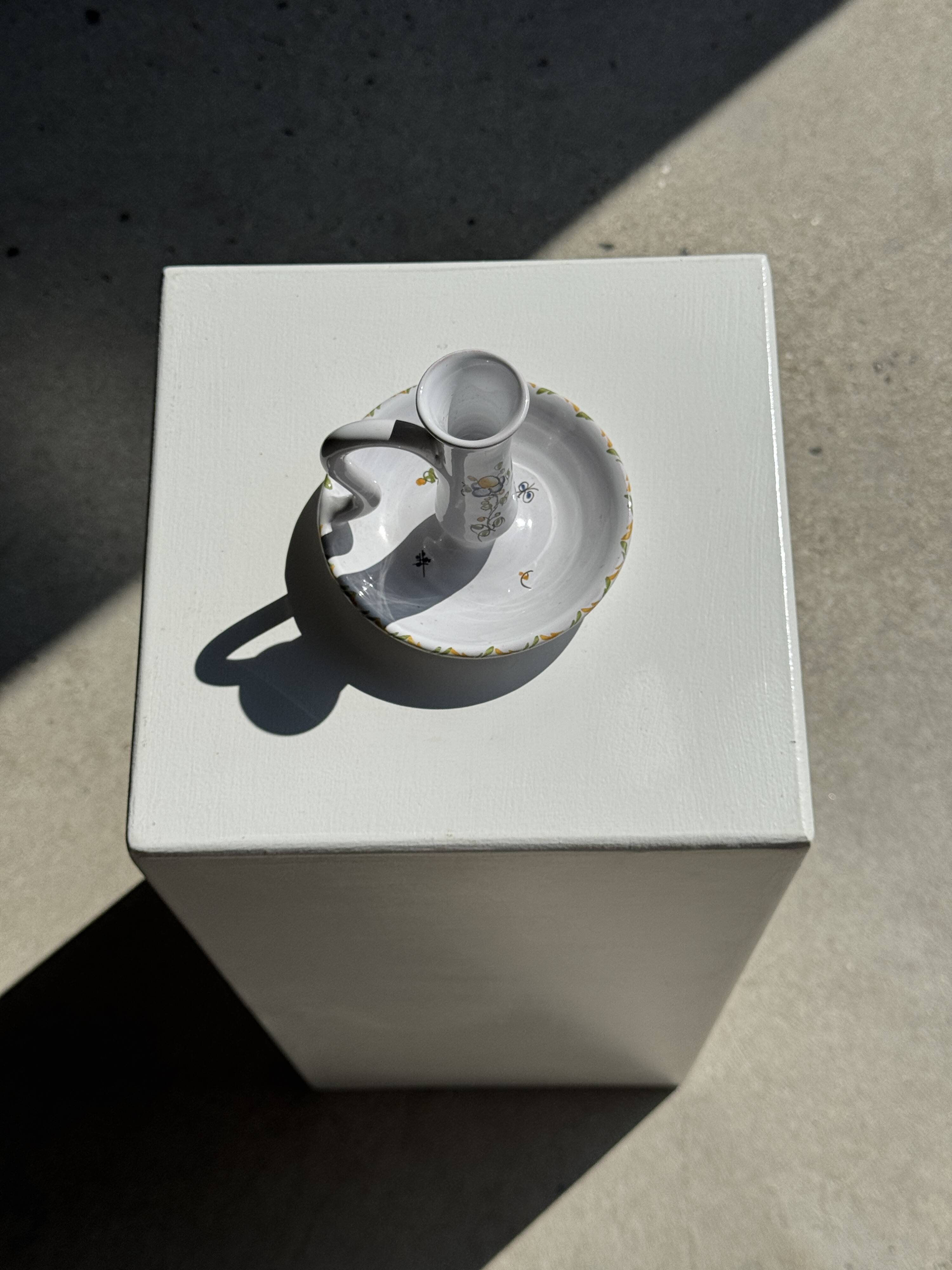 Small terracotta hand candle holder Moustiers H11.5 D12