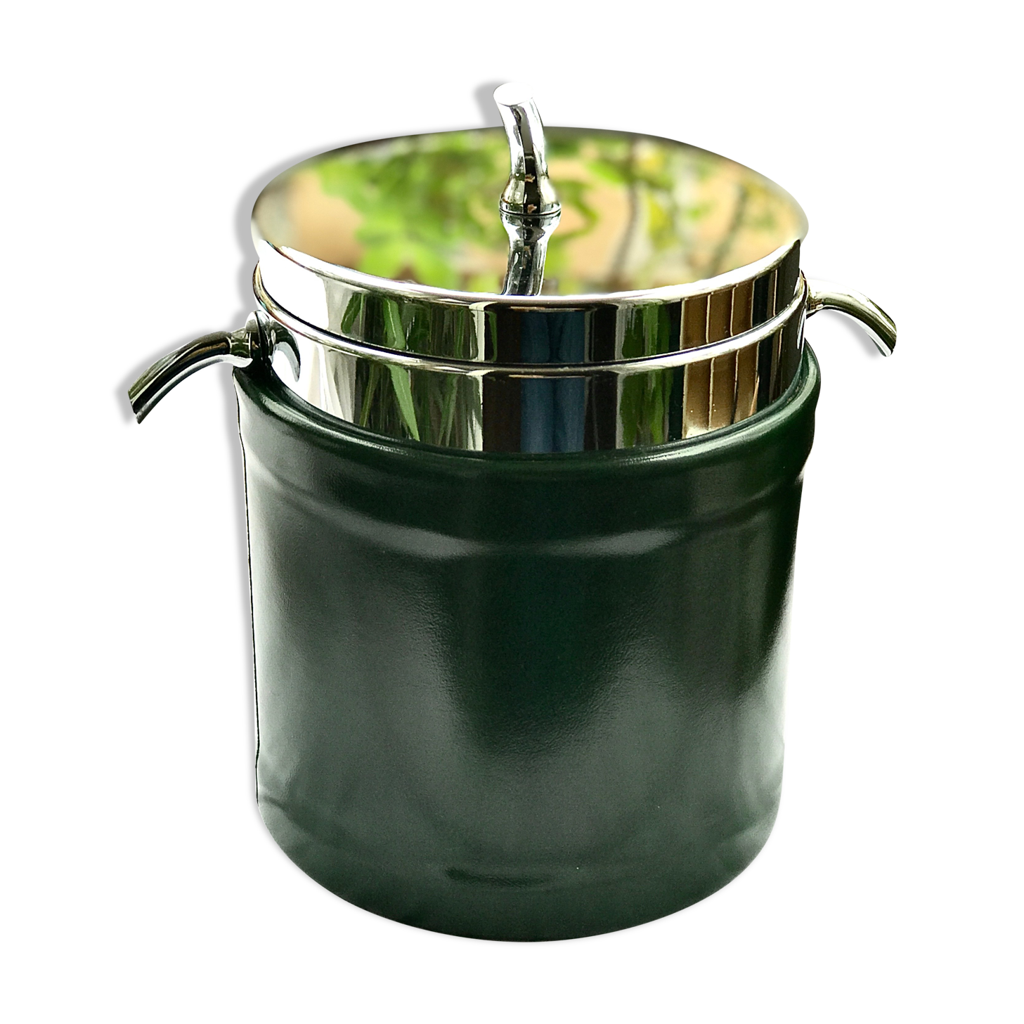 Ice bucket 1970 green leather