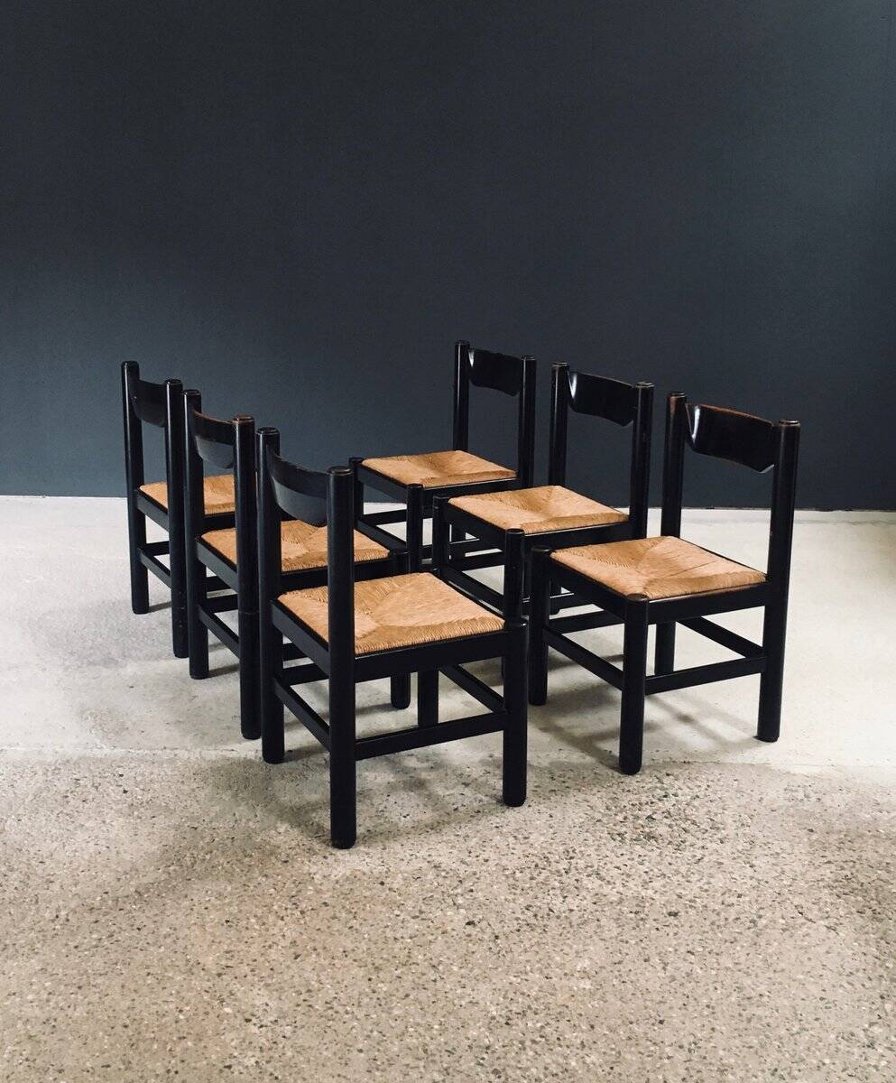Mid-Century Modern Carimate Dining Chairs, Italy, 1970s, Set of 6