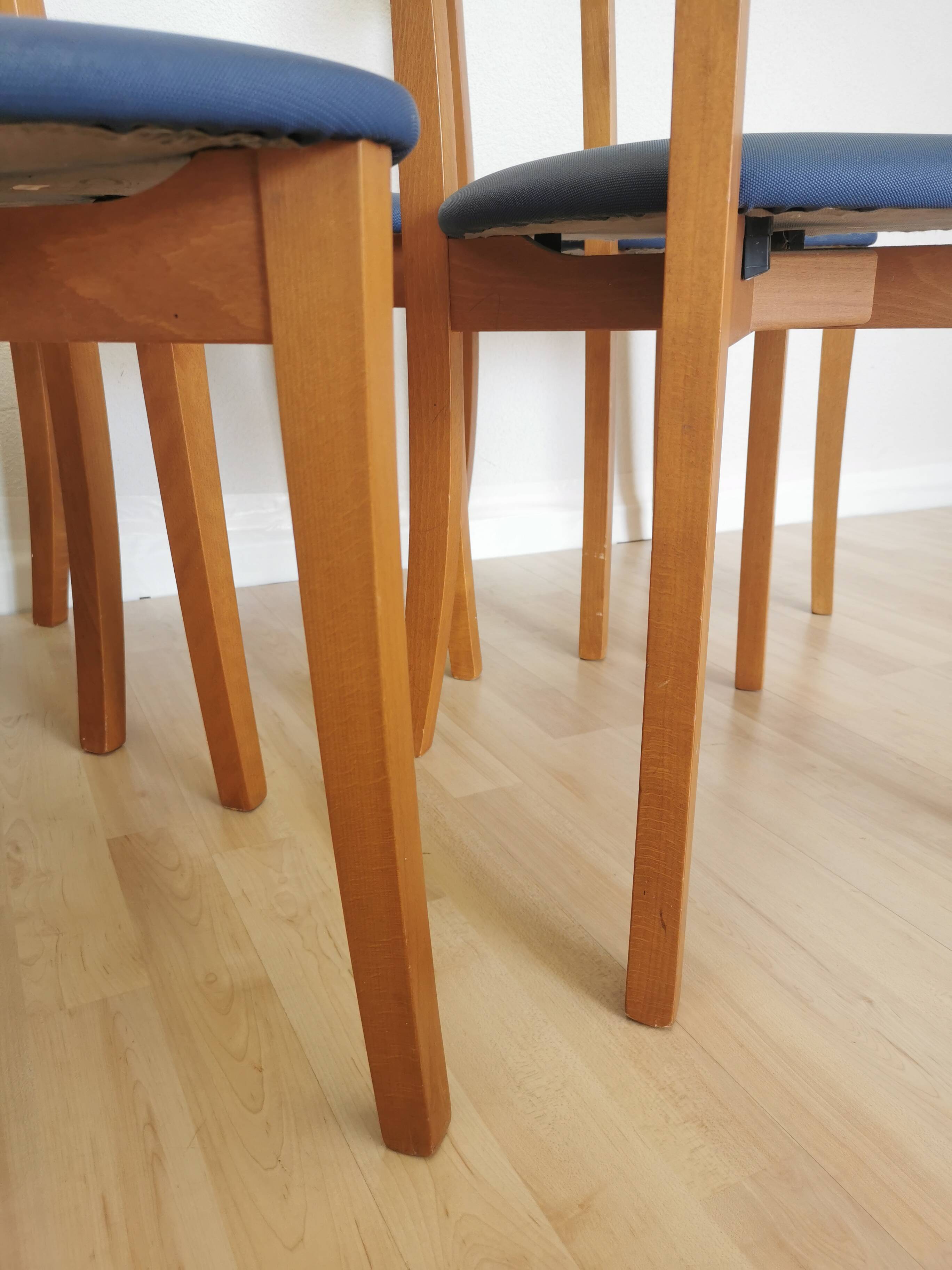 Set of 7 Vintage Calligaris Dining Chair: 1990s Italian Wooden Artek Style