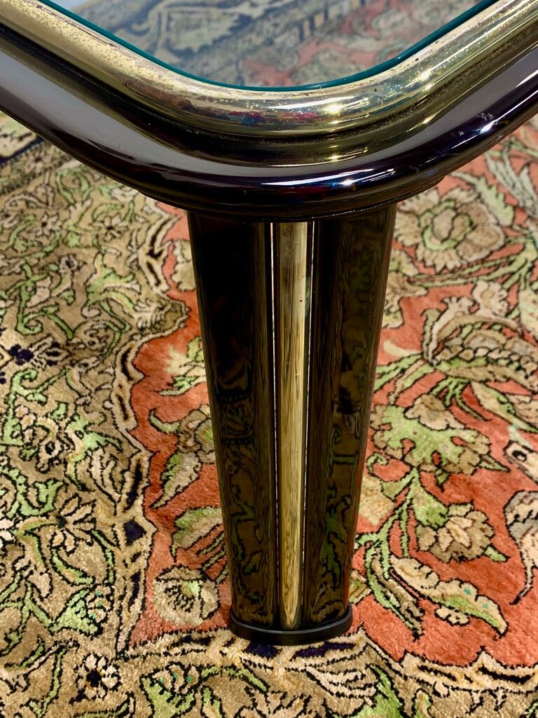 Glass coffee table, chromed steel, Design Italy 1960