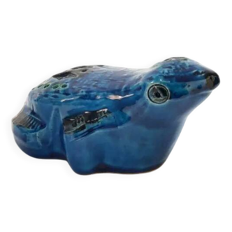 Statue de grenouille vintage, Aldo Londi pour Bitossi, série Rimini blu.