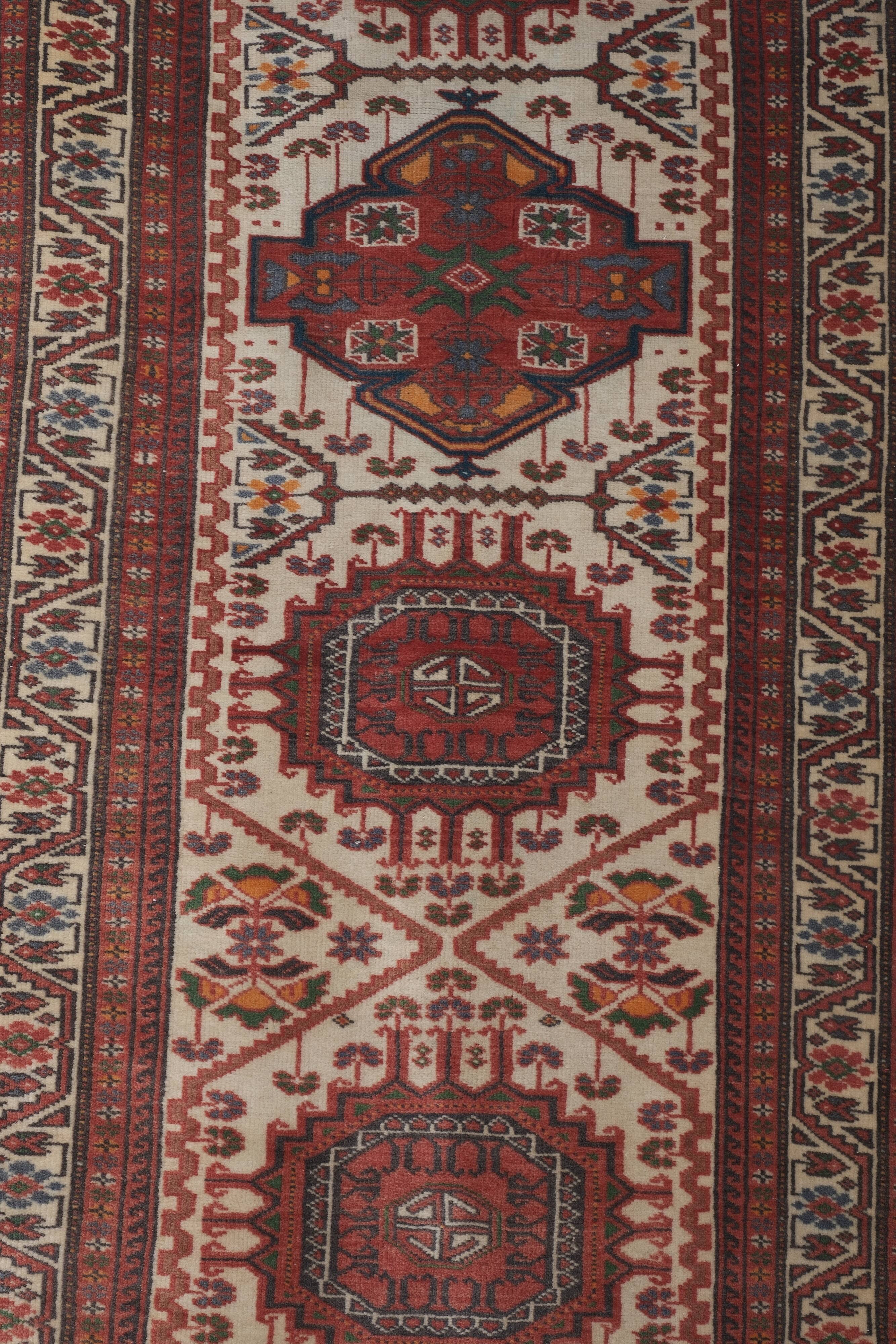 Vintage Turkish Oushak Handwoven Rug 90x414 cm