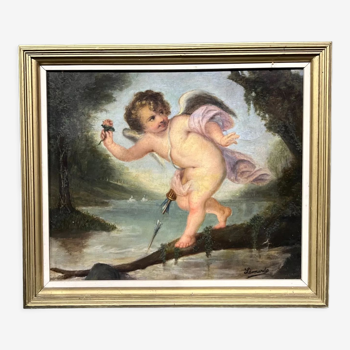 Painting "Cupid". Oil on canvas.