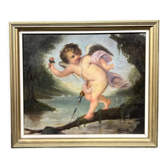 Painting "Cupid". Oil on canvas.