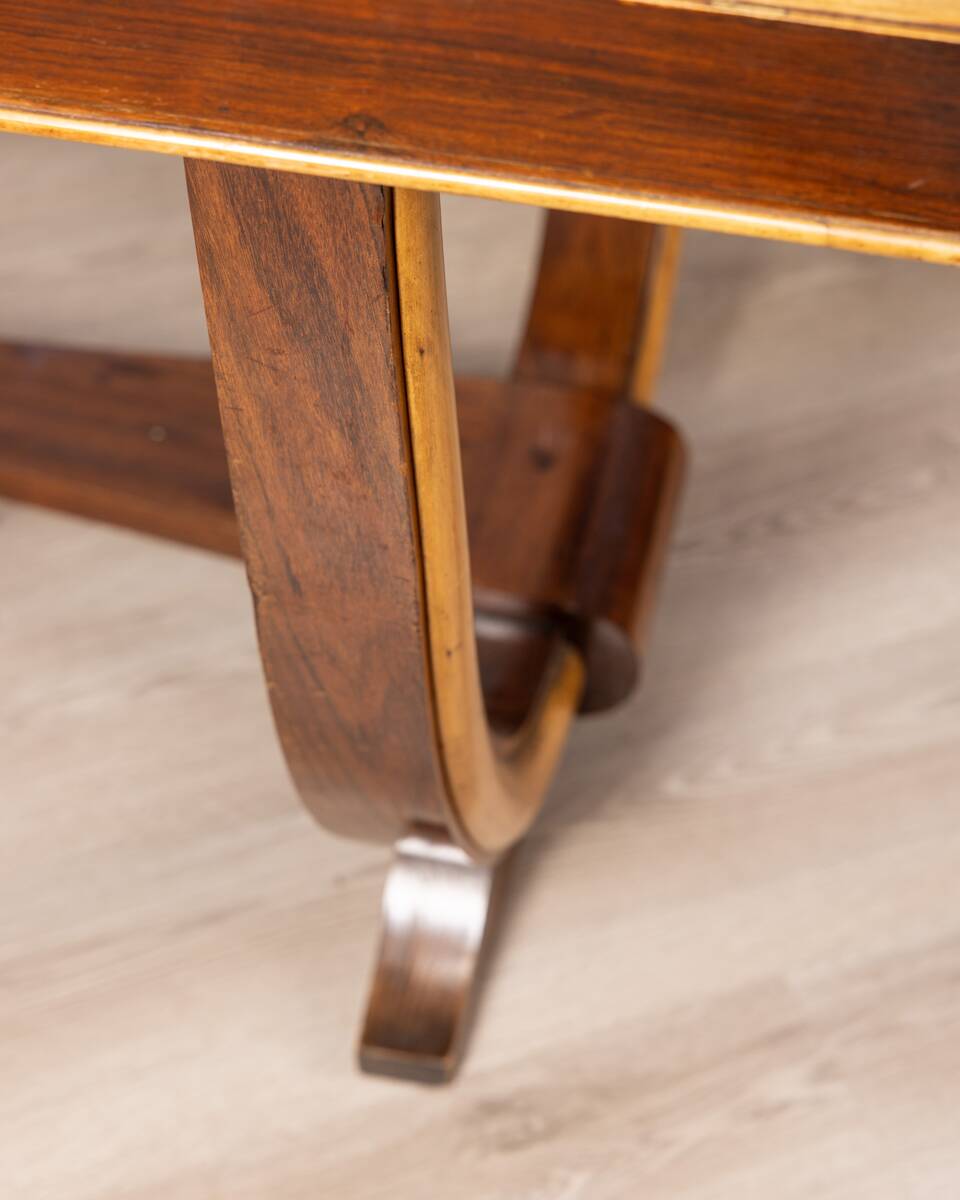 Table en bois et verre Art Déco, Italie années 1930