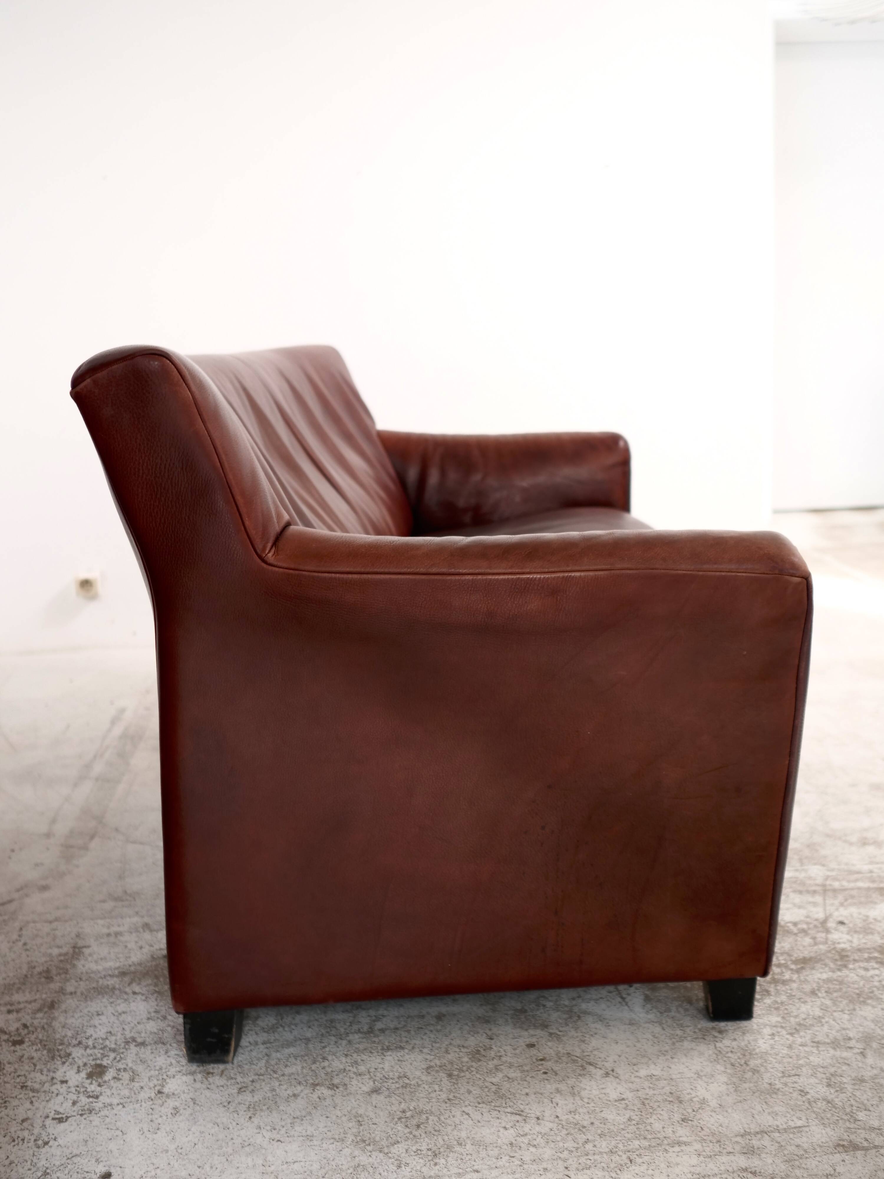 Oxblood leather sofa DeSede DS-72b
