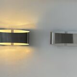 Pair of vintage wall lights, brushed metal, France, 1980