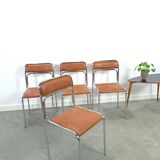 Skai bauhaus chromen Italiaanse buisframe stapelbare stoel