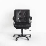 Vintage leather armchair. Swivel, on casters, multi-position. Norway, 1970s.