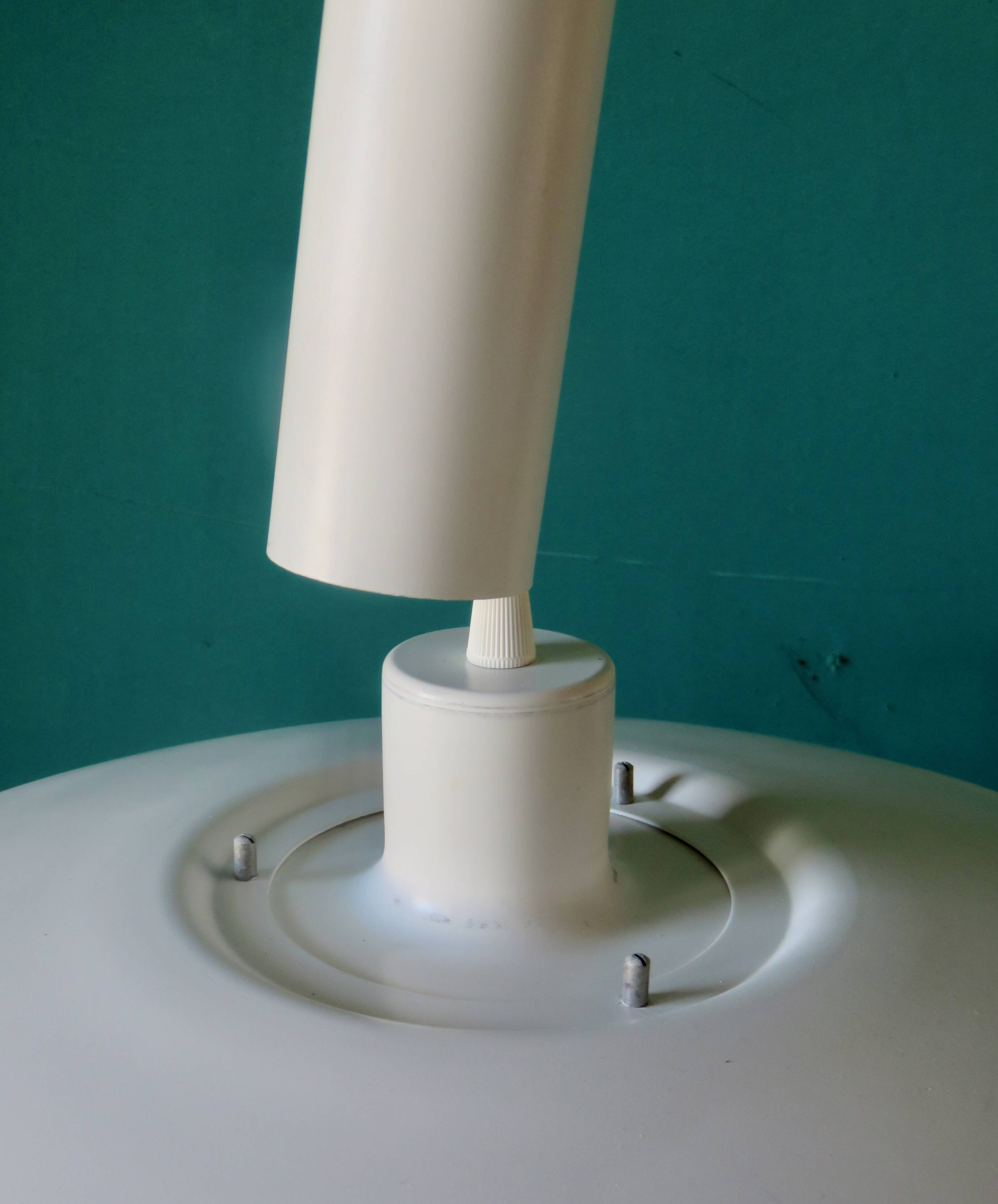 1970s pendant light in white lacquered metal. Denmark 1975