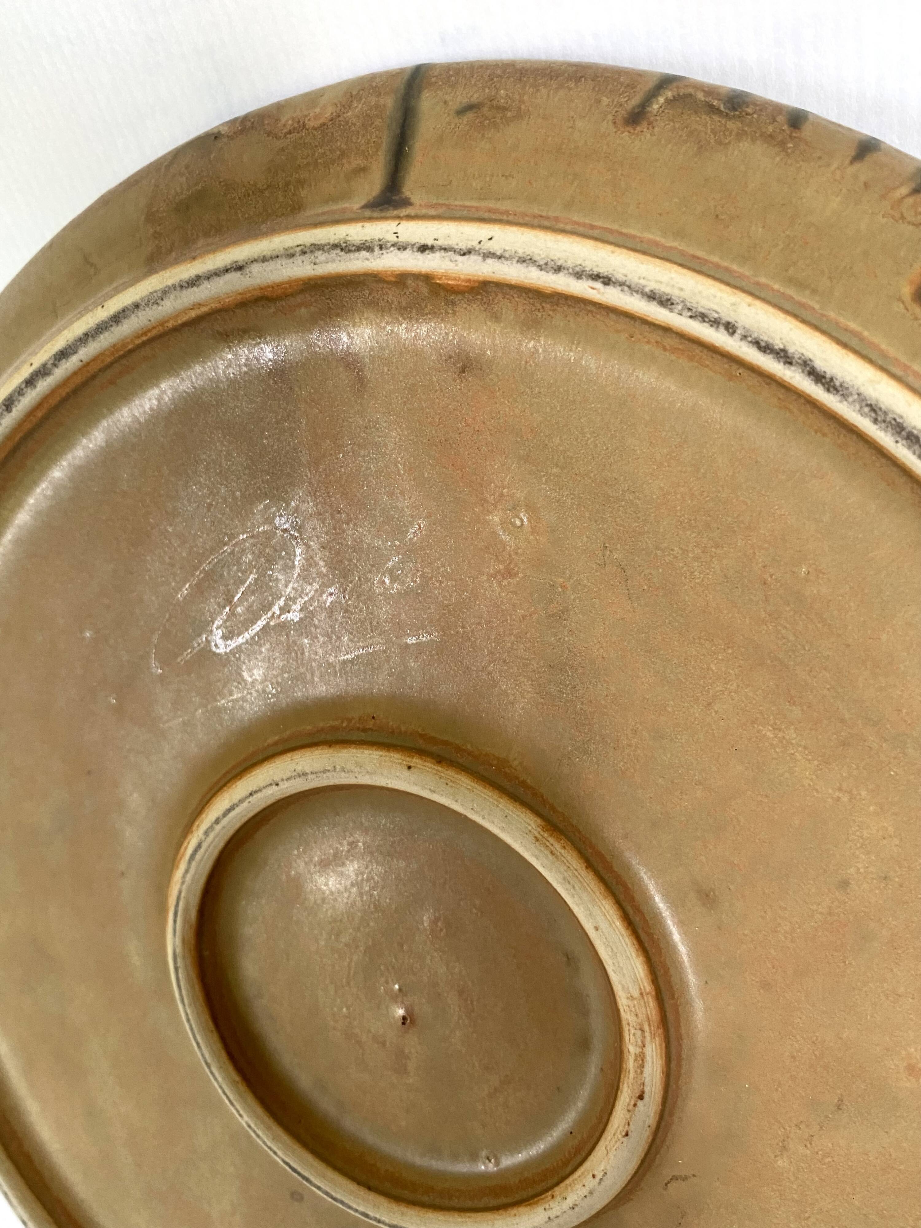 Denbac plate, flame-decorated ceramic