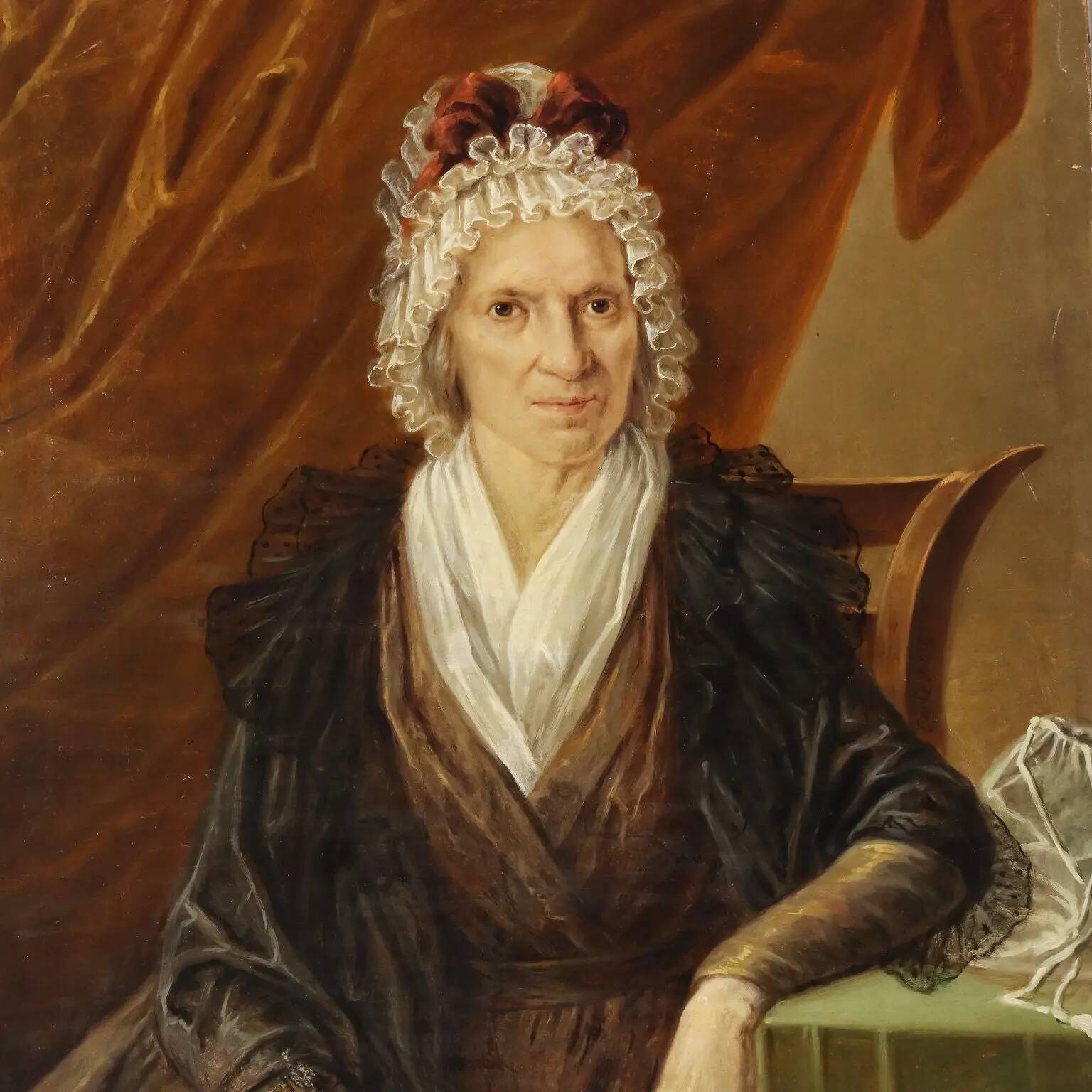 Peinture ancienne, portrait d’une noble dame, huile sur toile, XIXe siècle