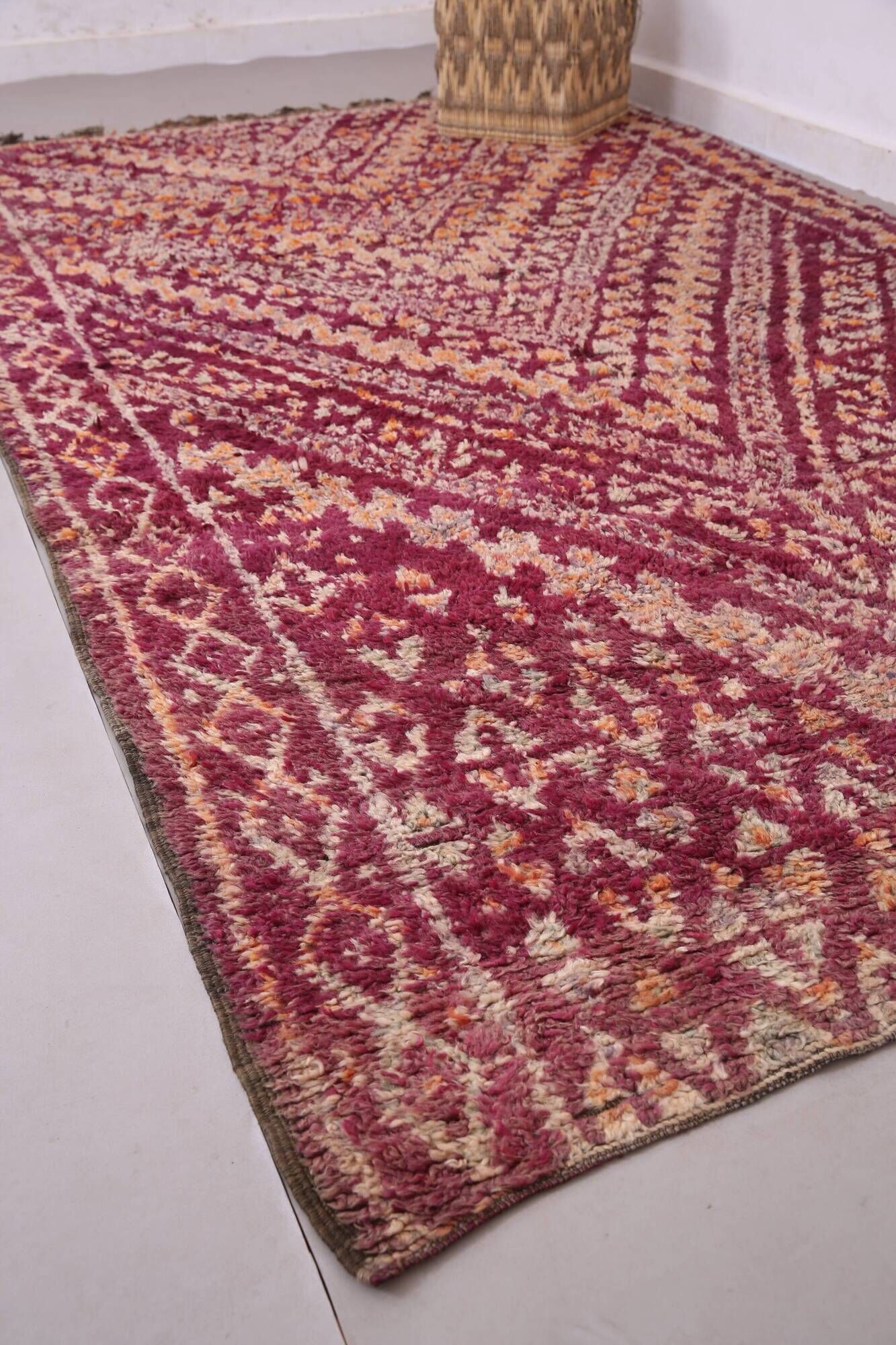 Burgundy Vintage Moroccan rug 183 x 321 cm - Berber Wool Rug - Handmade Rug