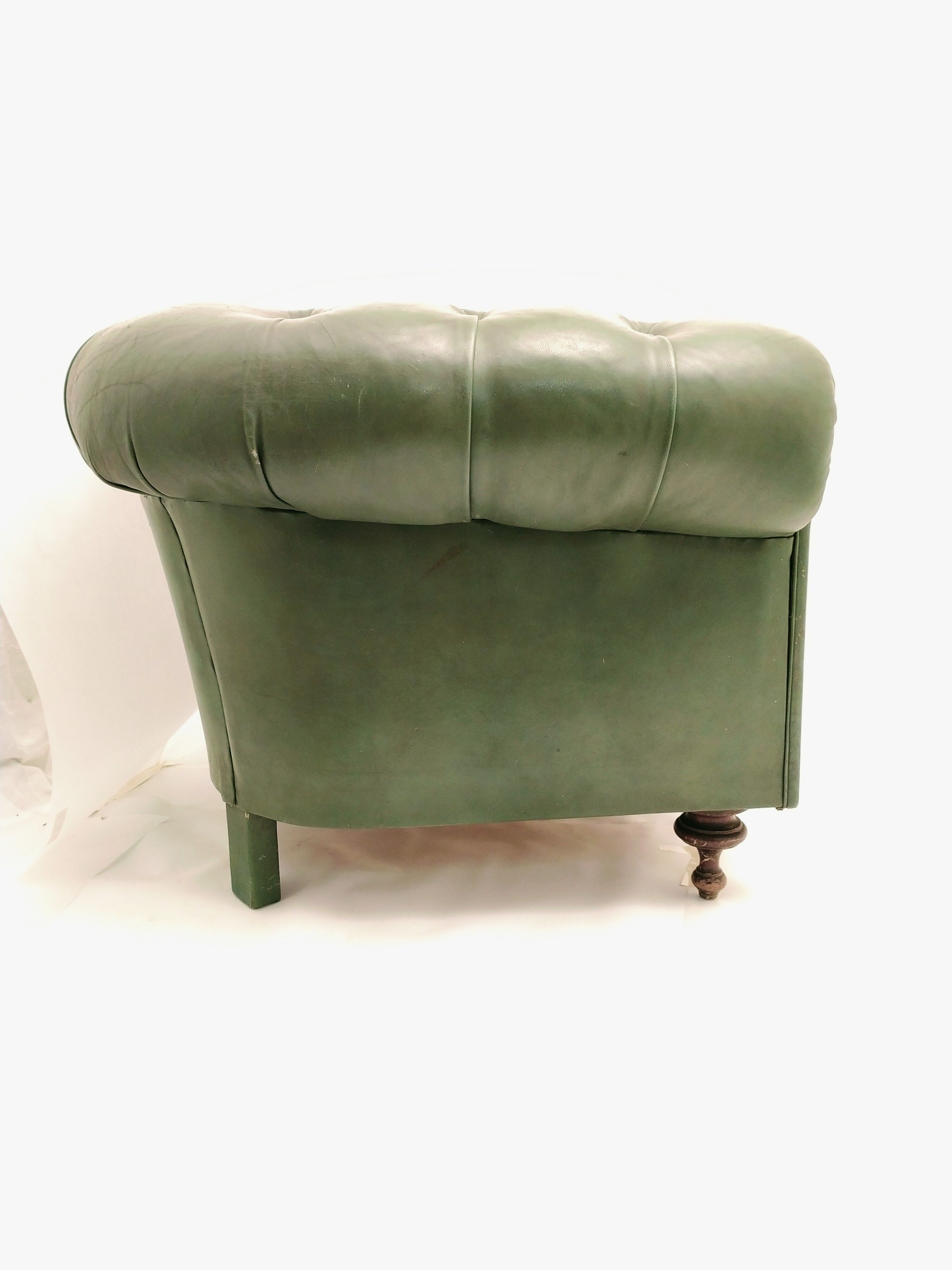 Former chesterfield green leather chair