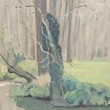 A. Greig - Oil on Isorel Panel on the Bank of a River 1951