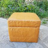 Leather patchwork chuff pouf 1970