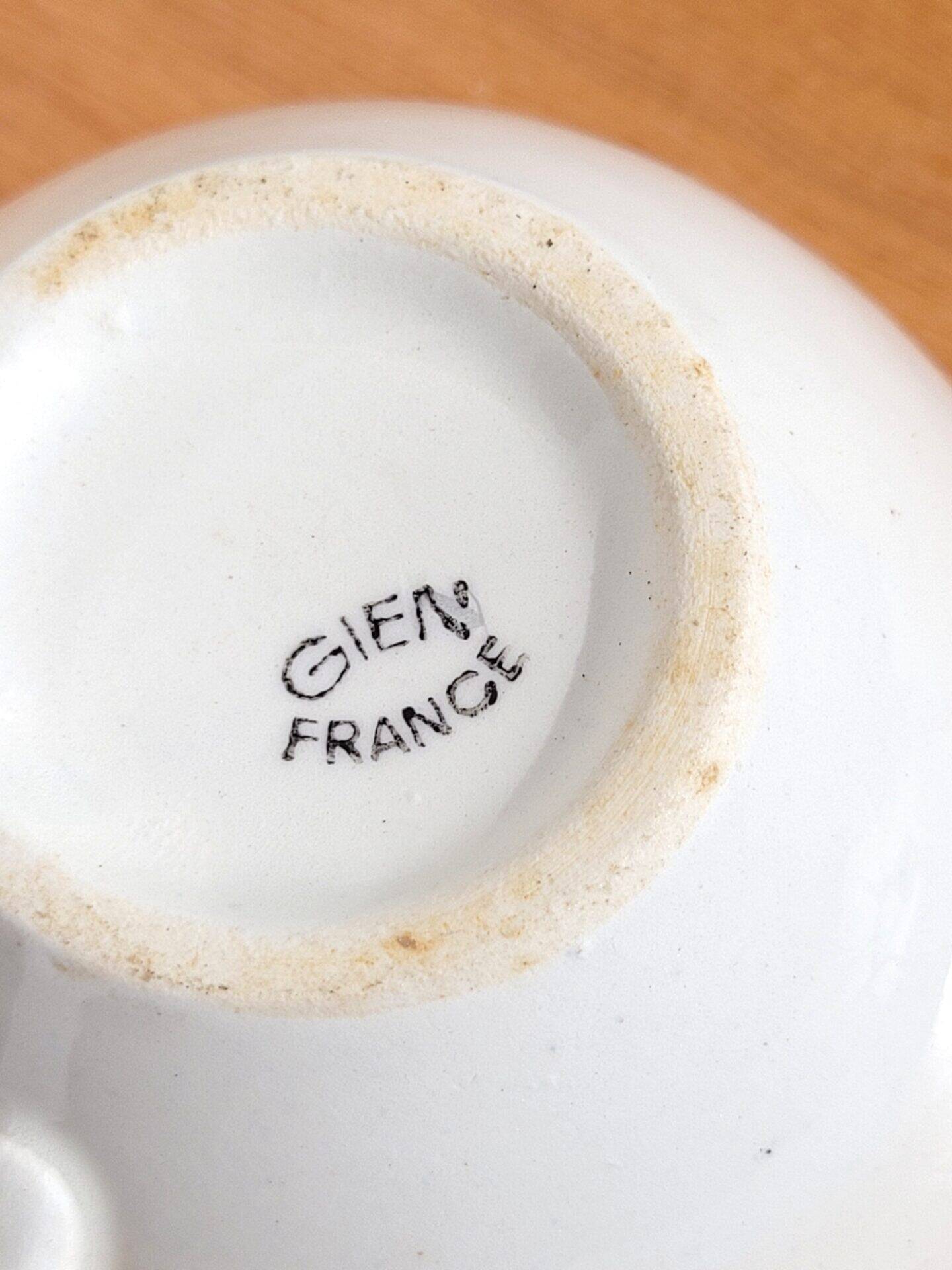 Paire de tasses faïencerie de Gien 1960
