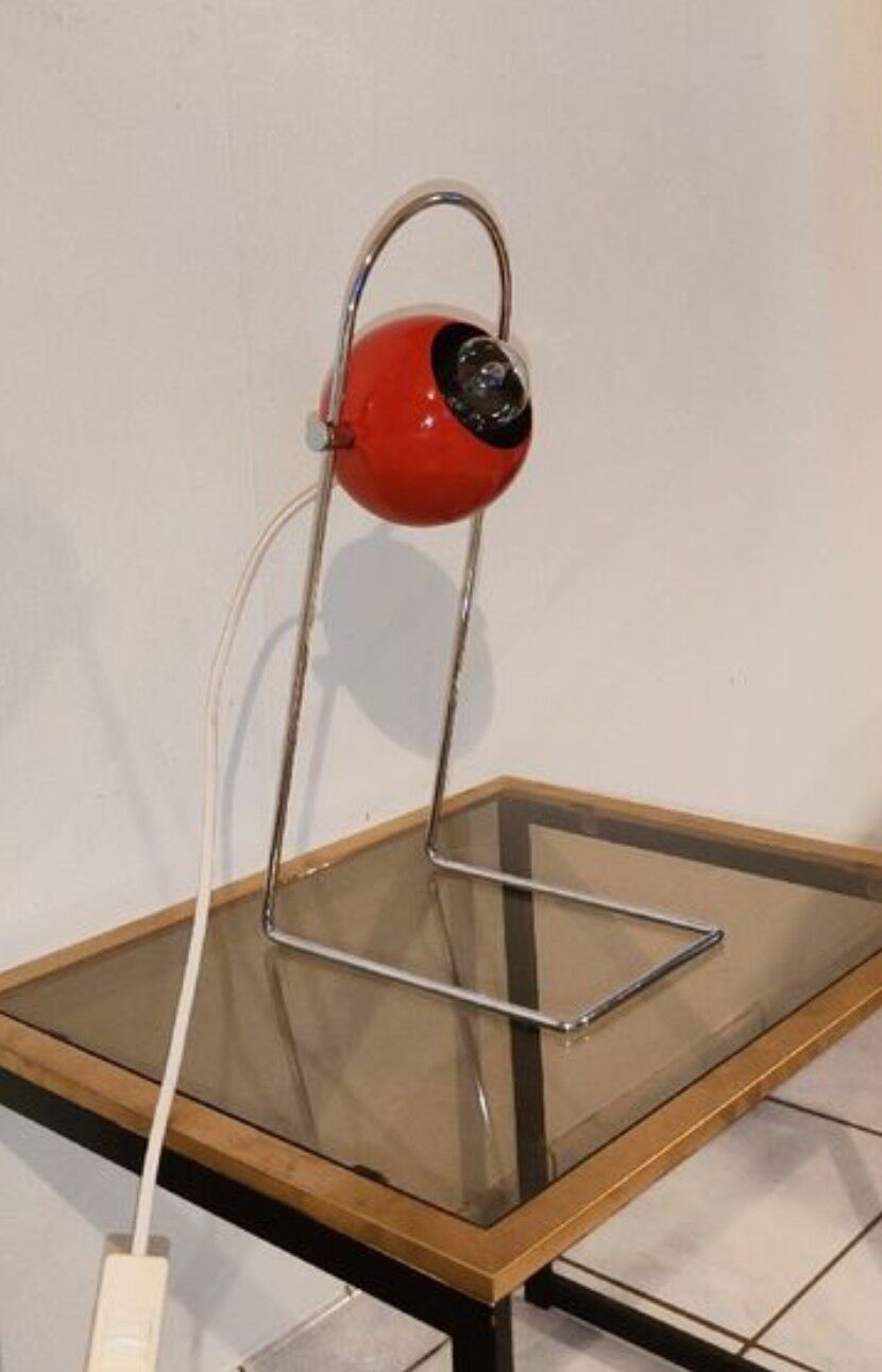 Lampe à poser vintage 1980 eyes ball red