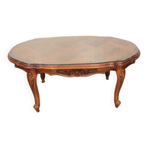 Table basse ovale style - plateau verre