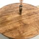 Modernist round table, solid oak, cylindrical pine base, DLG Perrian.