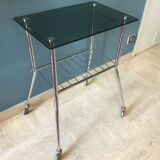 Vintage chrome and smoked glass wheeled dessert
