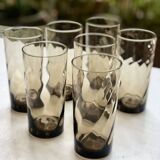 Set of 6 twisted smoked glass glasses