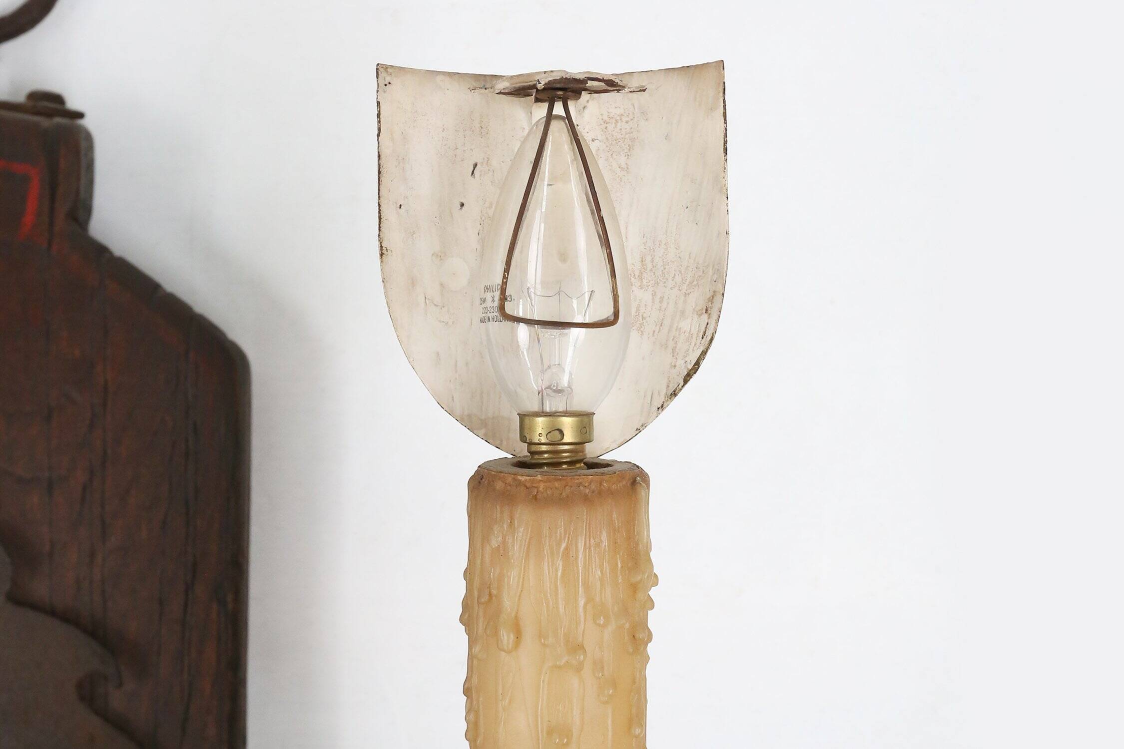 French 20th Century Large Wrought‑Iron Medieval Revival Wall Lamp with Swor