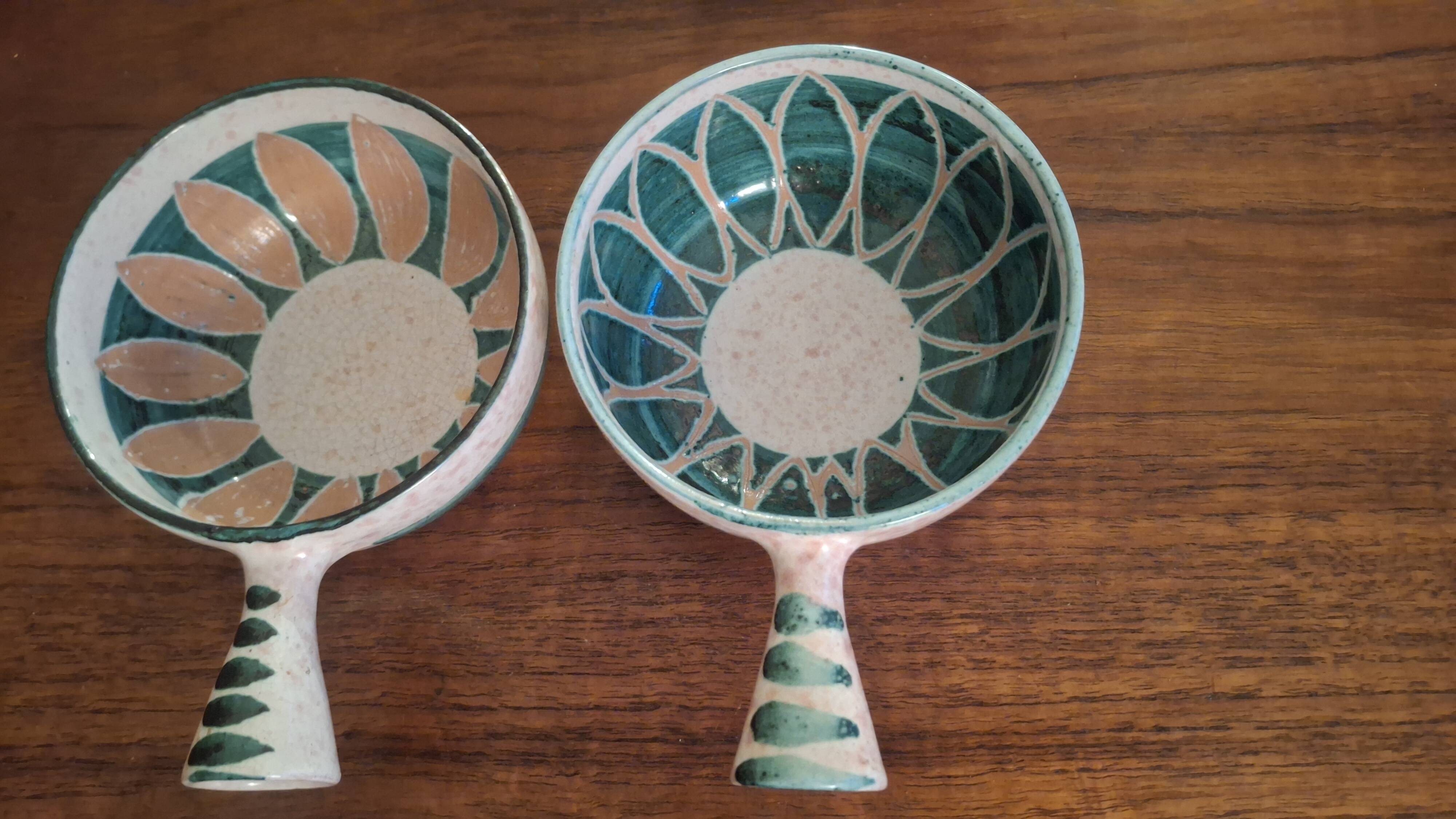 Set of 5 frying pans signed by Charles Voltz. Vallauris.