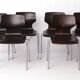 6 chaises Flötotto Pagwood – classique du design allemand, années 1970, chrome et contreplaqué